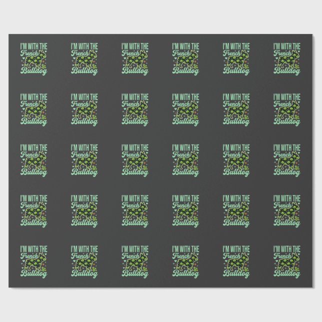 French Bulldog Halloween Pumpkin Pattern Design Wrapping Paper (Flat)