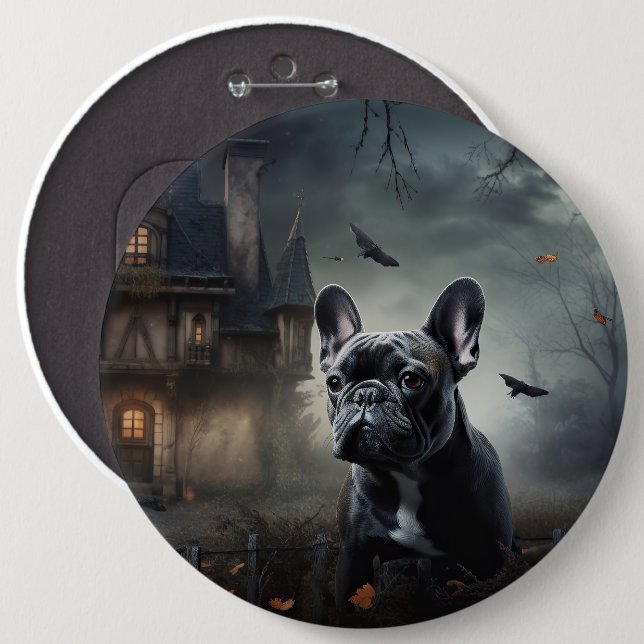 French Bulldog Halloween Scary 6 Cm Round Badge (Front & Back)