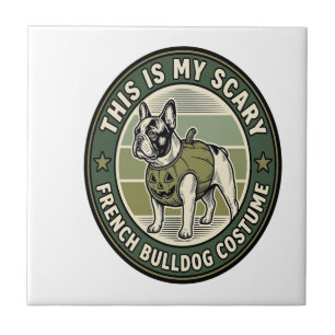 French Bulldog Halloween Scary Costume Ceramic Tile