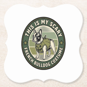 French Bulldog Halloween Scary Costume Paper Coaster