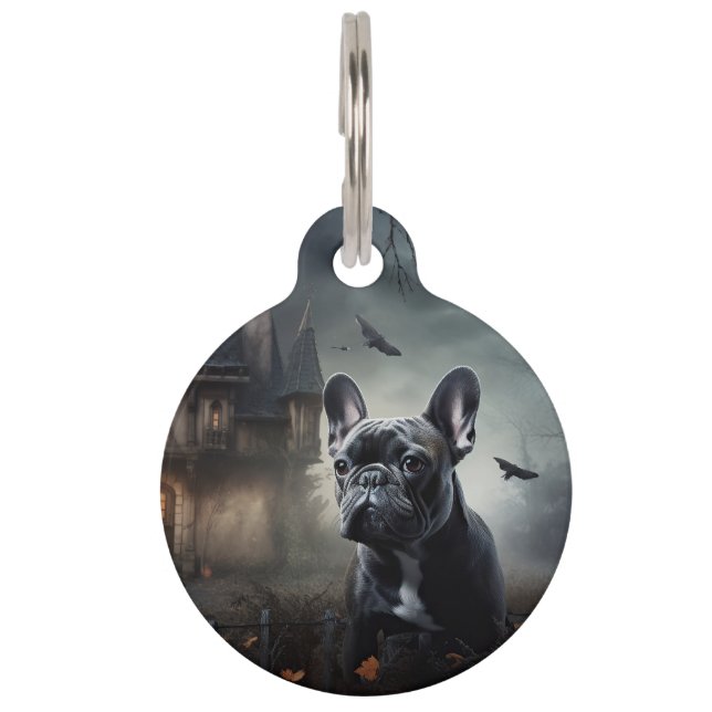 French Bulldog Halloween Scary Pet Tag (Front)