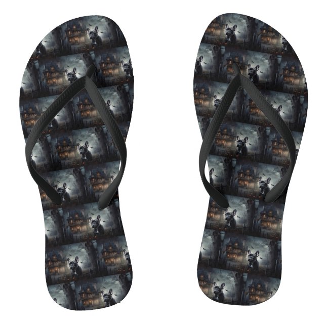 French Bulldog Halloween Scary Thongs (Footbed)