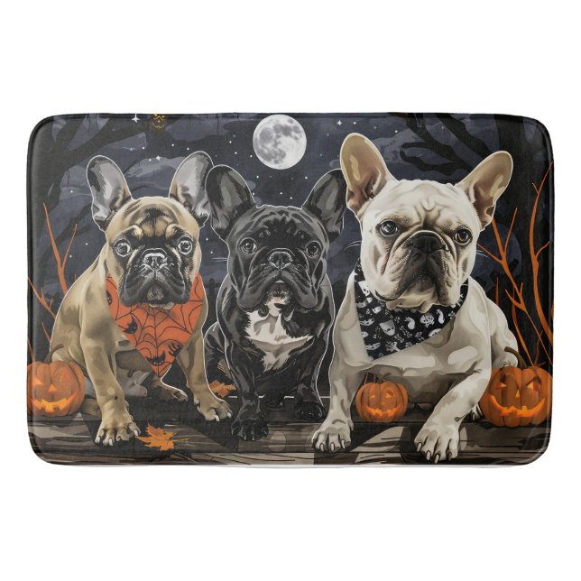 French Bulldog Halloween Spooky Bath Mat (Front)
