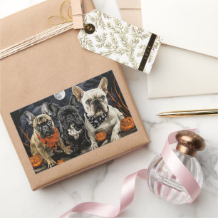 French Bulldog Halloween Spooky Rectangular Sticker