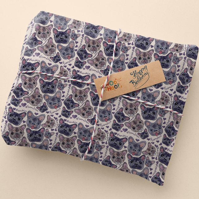 French Bulldog Hand-Drawn Cartoon Head  Wrapping P Paper (Creator Uploaded)