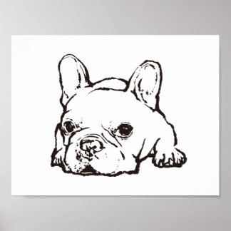 French Bulldog Handwritten Illustration Poster