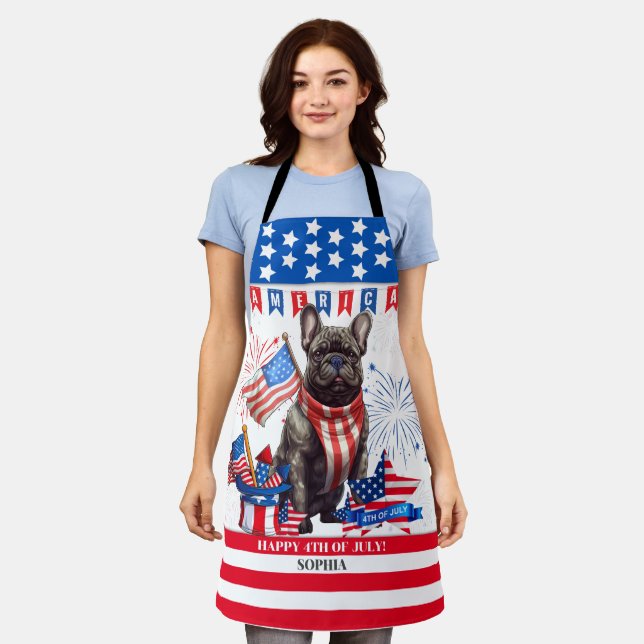 French Bulldog Happy 4Th Of July America Patriotic Apron (Worn)