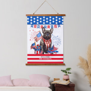 French Bulldog Happy 4Th Of July America Patriotic Hanging Tapestry