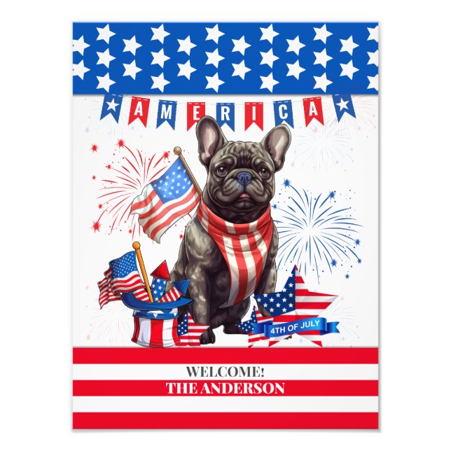 French Bulldog Happy 4Th Of July America Patriotic Photo Print (Front)