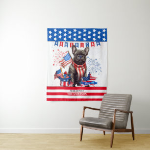 French Bulldog Happy 4Th Of July America Patriotic Tapestry