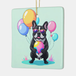 French Bulldog Happy Day Französische Bulldogge Ceramic Ornament