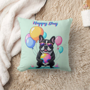 French Bulldog Happy Day Französische Bulldogge Cushion