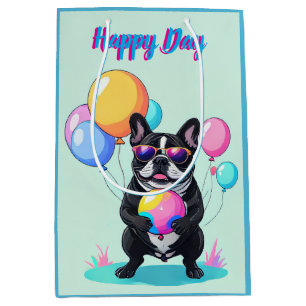 French Bulldog Happy Day Französische Bulldogge  Medium Gift Bag