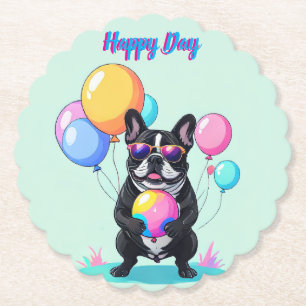 French Bulldog Happy Day Französische Bulldogge Paper Coaster