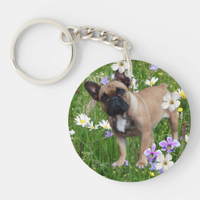 French Bulldog Happy Day French Bulldog Key Ring (Front)