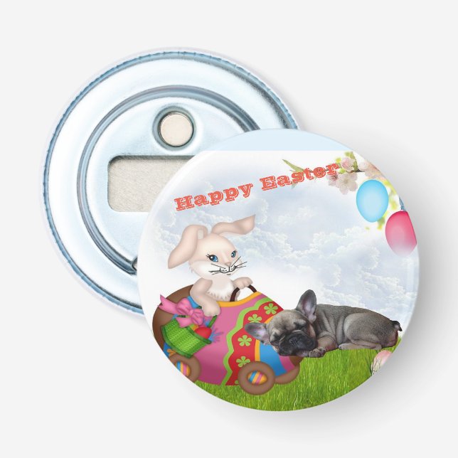 French Bulldog Happy Easter French Bulldog Bottle Opener (Front)