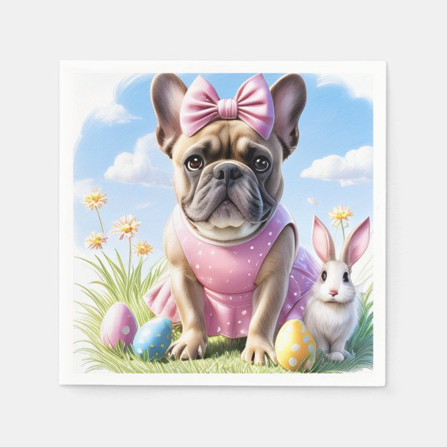 French Bulldog Happy Easter French Bulldog Napkin (Front)