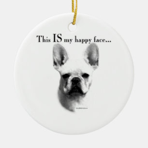 French Bulldog Happy Face Ceramic Ornament