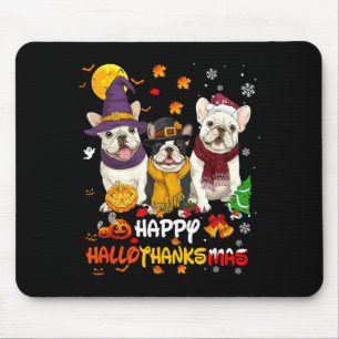 French Bulldog Happy Hallothanksmas Dog Lover Chri Mouse Pad