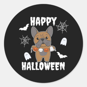 French Bulldog Happy Halloween Dog Costume Classic Round Sticker