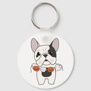 French Bulldog Happy Halloween Dog Costume Keychai Key Ring