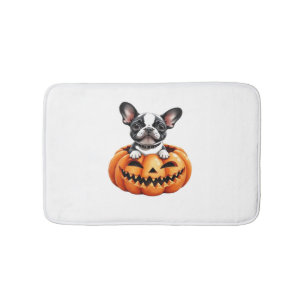 French Bulldog Happy Halloween pumpkin Classic T-S Bath Mat