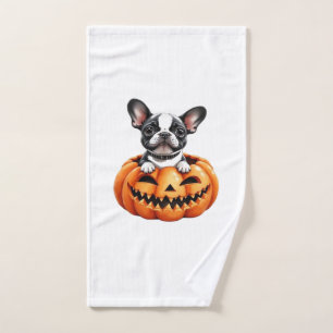French Bulldog Happy Halloween pumpkin Classic T-S Hand Towel