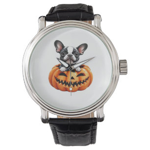 French Bulldog Happy Halloween pumpkin Classic T-S Watch