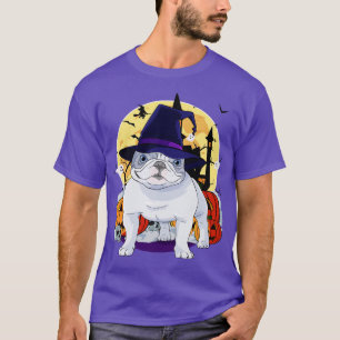 French Bulldog Happy Halloween Witch Pumpkin T-Shirt