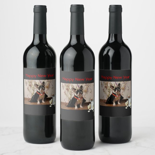 French Bulldog Happy New Year Labels (Bottles)