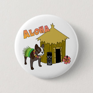 French Bulldog Hawaii Tiki Hula Buttons