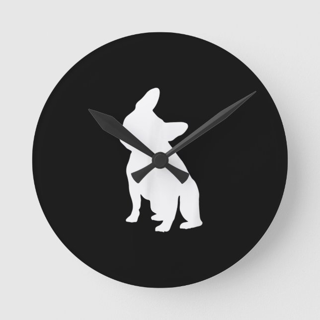 French Bulldog Head Tilt Apparel, Frenchie Head Round Clock (Front)