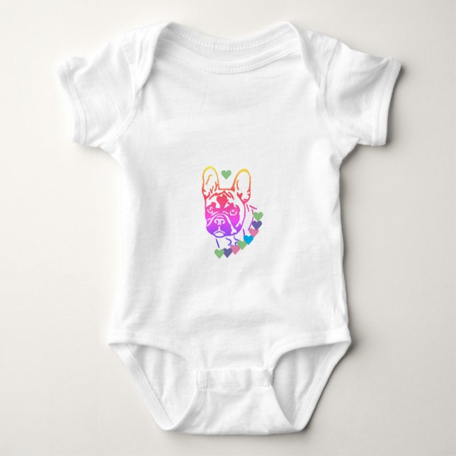 French Bulldog Heart Collar French Bulldog Baby Bodysuit (Front)
