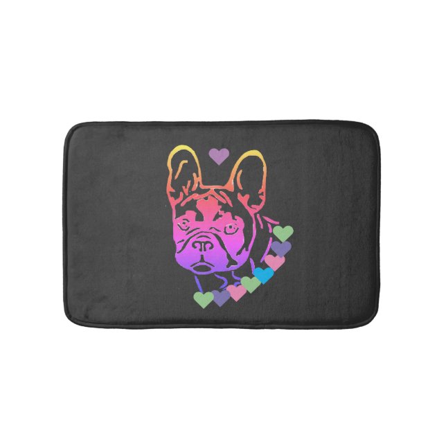 French Bulldog Heart Collar French Bulldog Bath Mat (Front)