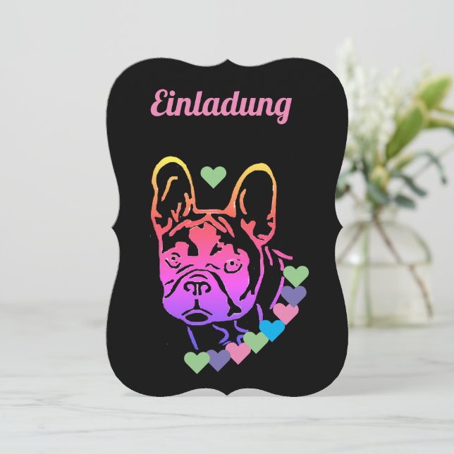 French Bulldog Heart Collar French Bulldog Invitation (Standing Front)