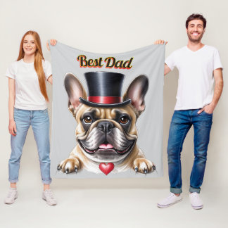 French Bulldog Heart Father's Day Bulldog Fleece Blanket
