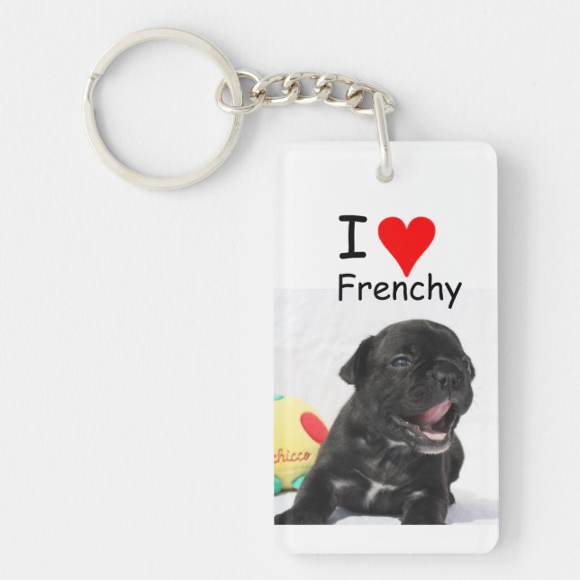 French Bulldog Heart French Bulldog Key Ring (Front)