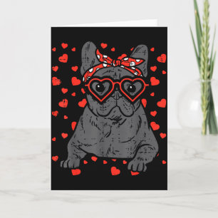 French Bulldog Heart Gles Valentine Day Frenchie D Card