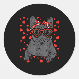French Bulldog Heart Gles Valentine Day Frenchie D Classic Round Sticker