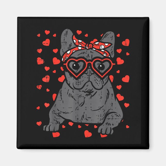 French Bulldog Heart Gles Valentine Day Frenchie D Magnet (Front)