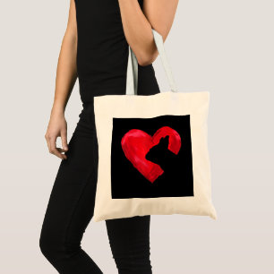 French Bulldog Heart Silhouette Valentines Day Dog Tote Bag