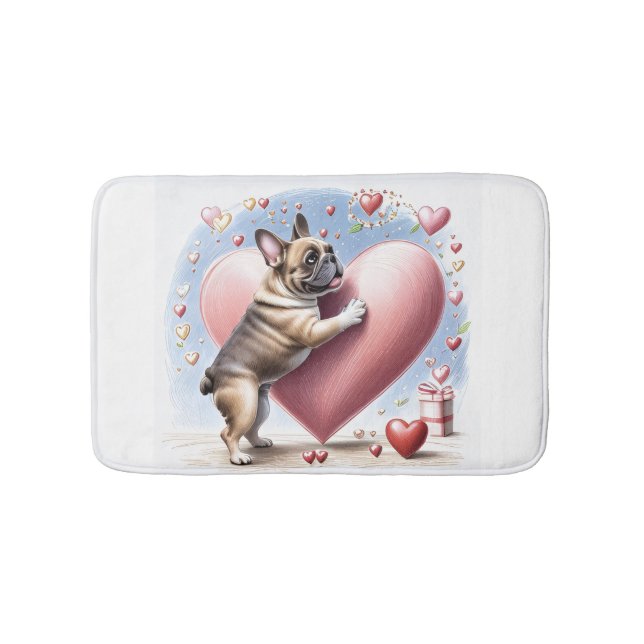 French Bulldog Heart Skip French Bulldog Bath Mat (Front)