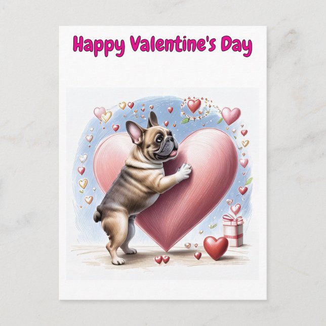 French Bulldog Heart Skip French Bulldog Postcard (Front)