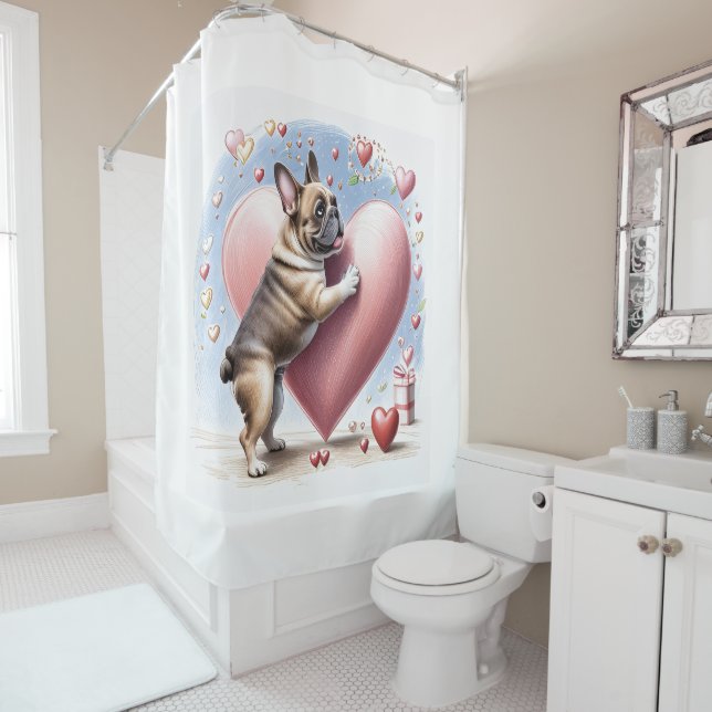 French Bulldog Heart Skip French Bulldog Shower Curtain (In Situ)