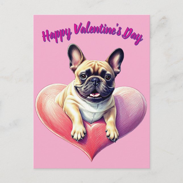French Bulldog Heart Valentine's Day  Postcard (Front)