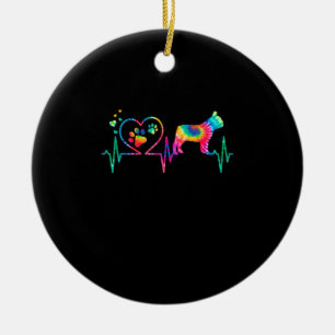 french bulldog heartbeat tie dye gift ceramic ornament