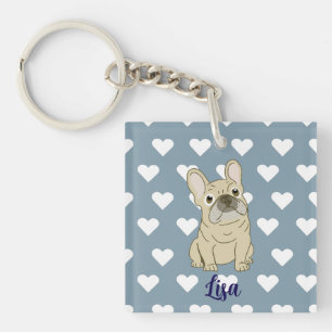 French Bulldog hearts Key Ring