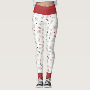 French bulldog hearts paw print dog bone and bowl leggings