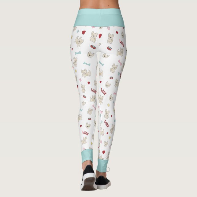 French bulldog hearts paw print dog bone pet lover leggings (Back)