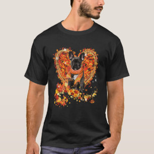 French Bulldog Hello Autumn Leaves Heart Fall Than T-Shirt